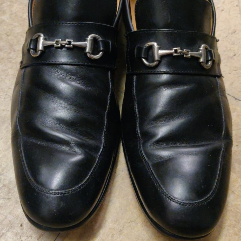 Massimo Matteo 9.5M horsebit loafers black silver buckle 7260 made in Italy